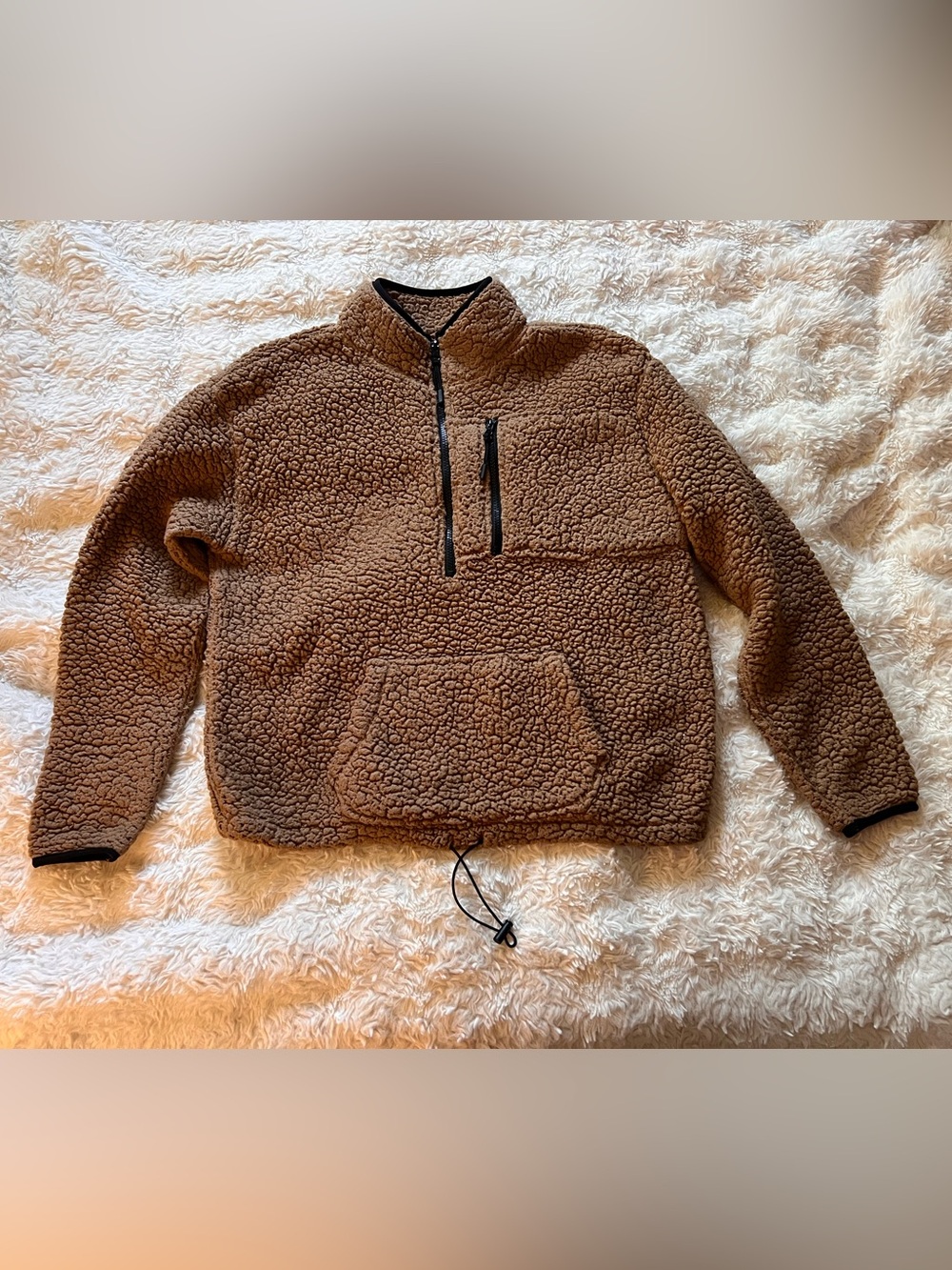 Brown Sherpa Half-Zip Pullover